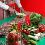 کیسه سبزی کتان رزین تاژ طرح راه راه الوان - Image 2